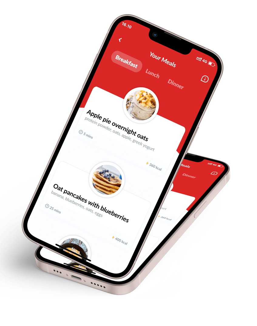 Phone displaying meal plans