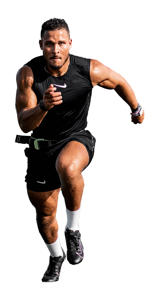 Coach running towards the camera
